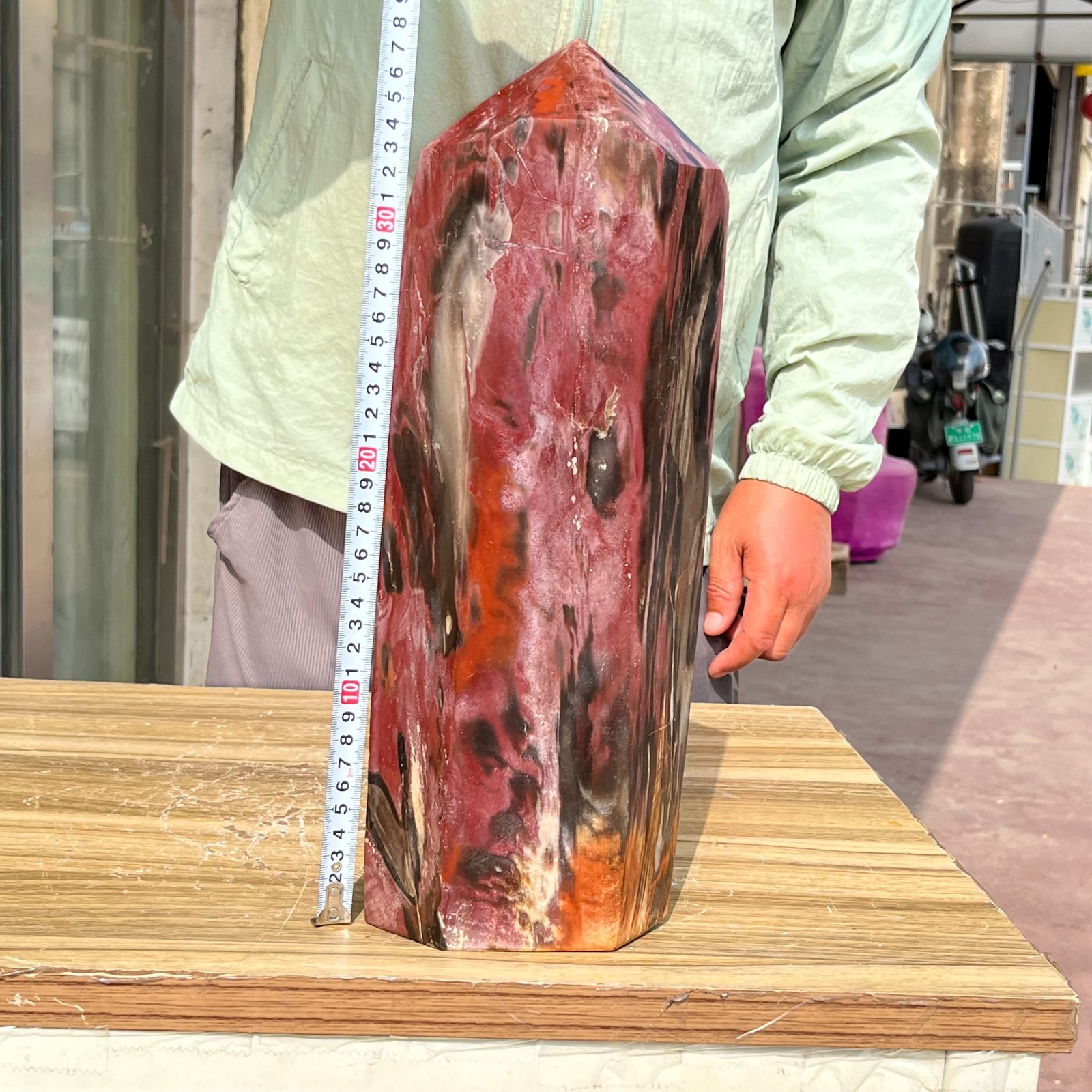 16.98LB Large Natural Polished Petrified Wood Obelisk Tower Crystal Reiki Decor