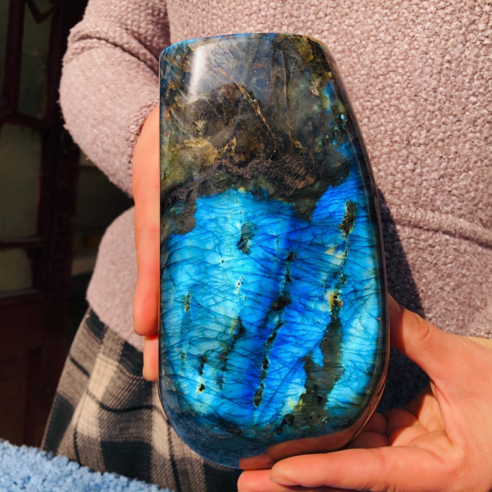 3.9LB Natural Labradorite Quartz Crystal Mineral Spectrolite Healing