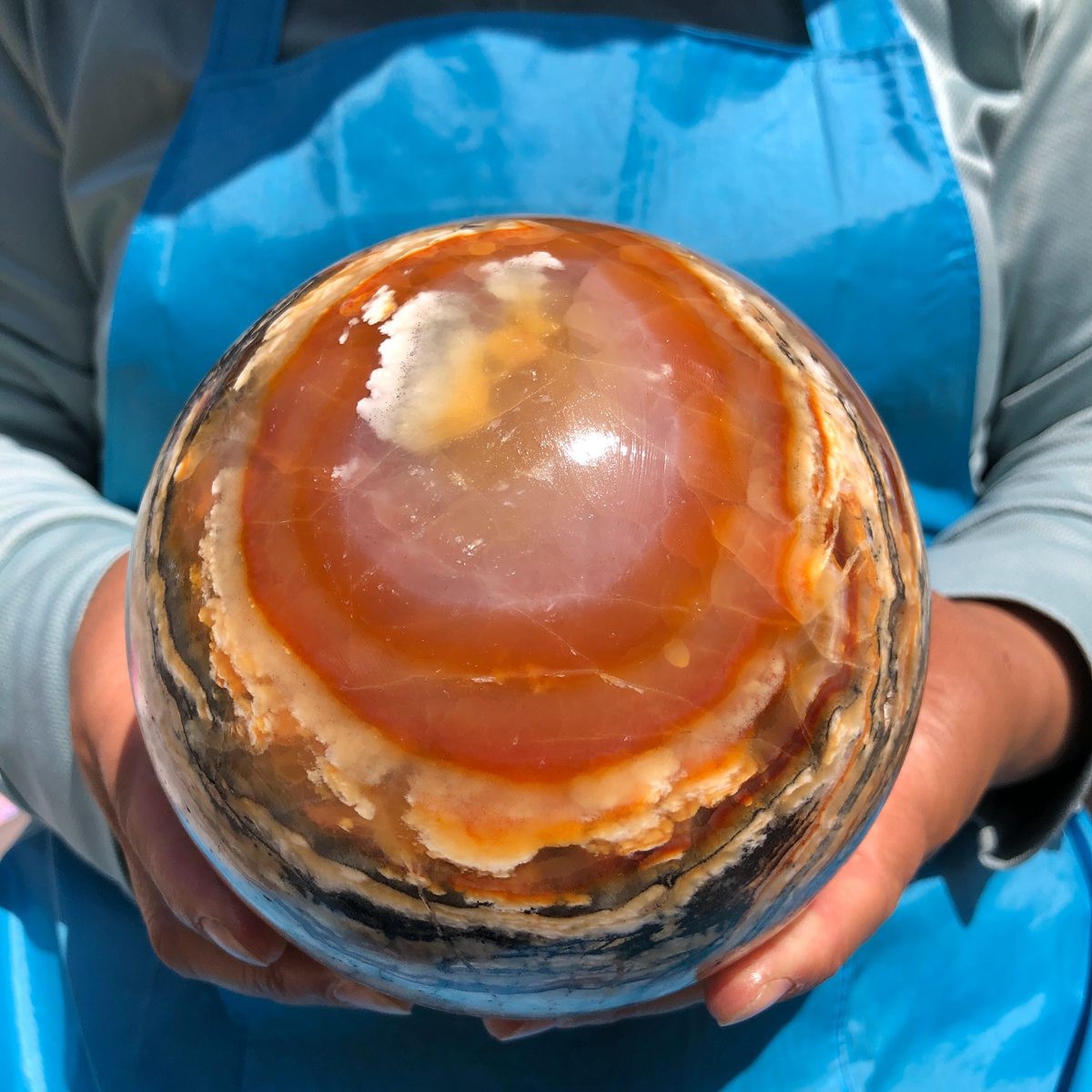 7.12LB Rare Natural Striped Agate Ball Quartz Crystal Sphere Aura Healing 4824