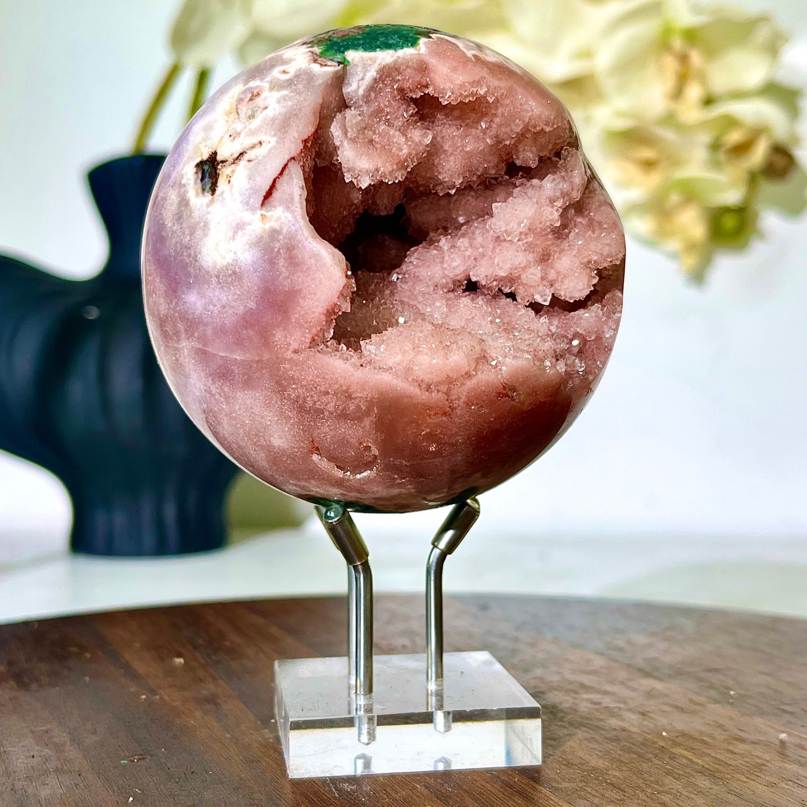 1.36LB Natural Purple Pink Crystal Advanced Cave Spherical Spiritual Decoration