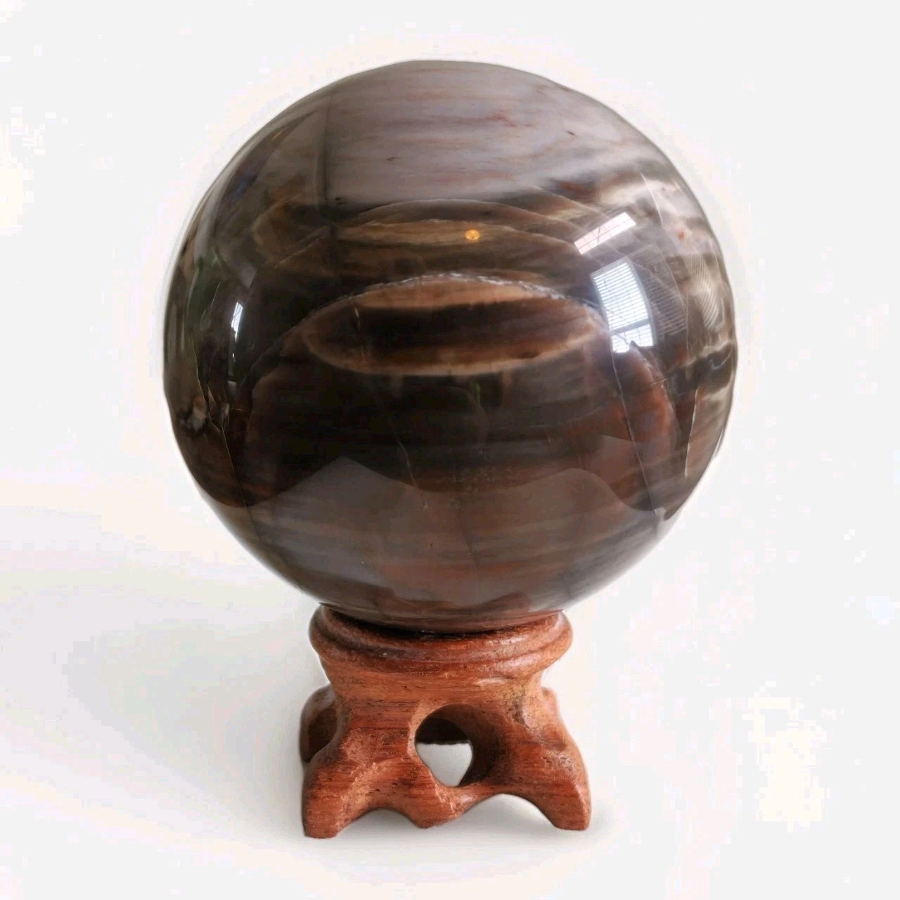Natural Polished Petrified Wood Decorative Sphere 2.75″ w Stand – USA