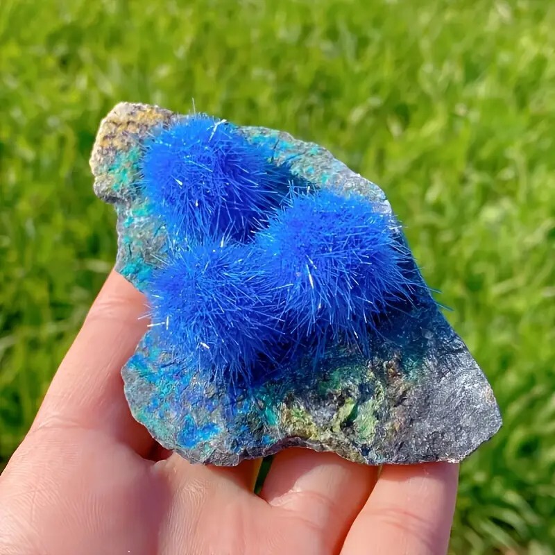 50-80g Blue Dandelion Zeolite Quartz Crystal Healing Cluster Mineral Specimen