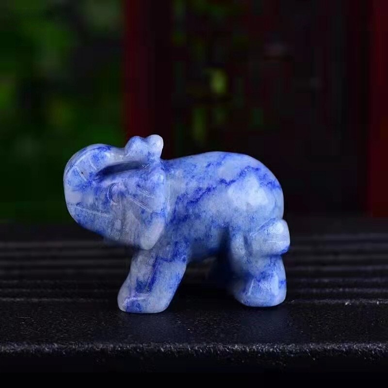 Natural Blue Sodalite Quartz Crystal Carved Baby Elephant Healing Energy Stone