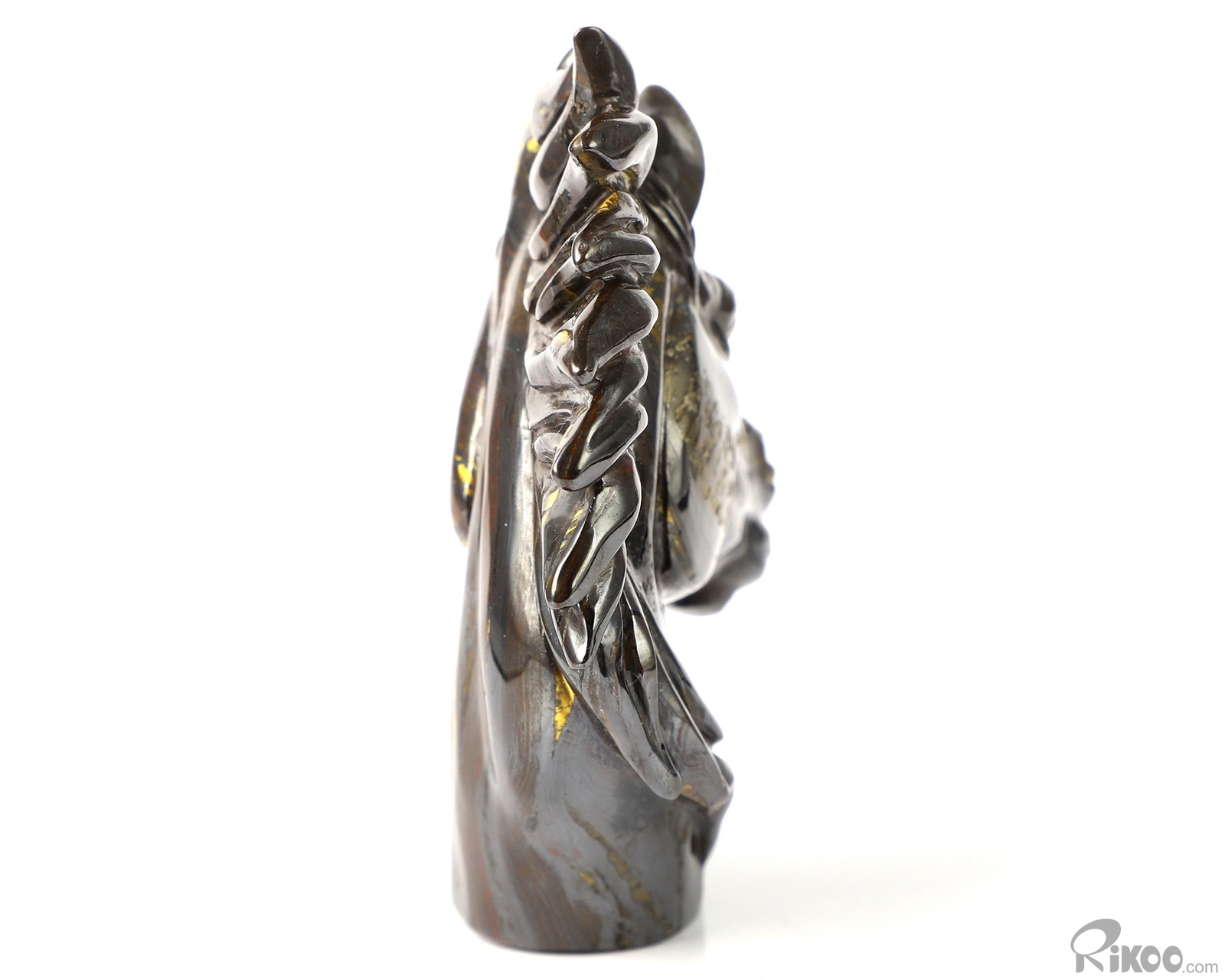 3.7″ Gold Tiger Iron Eye Hand Carved Crystal Horse Sculpture, Healing