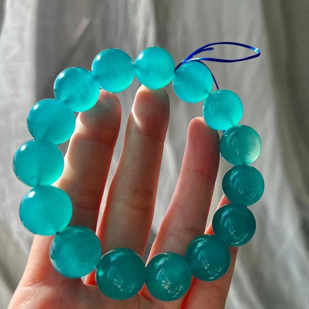 Natural Ice Amazonite Mozambique Gems Round Beads Bracelet 16mm AAAA