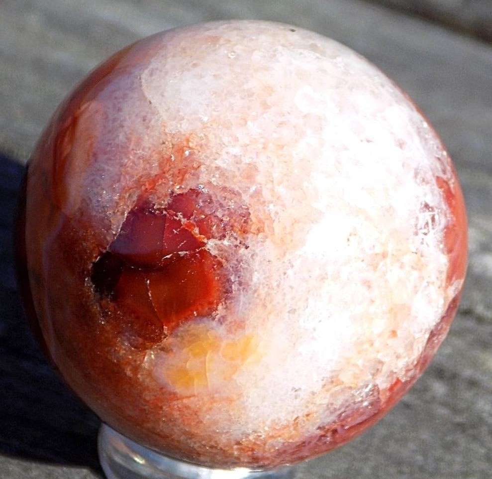 AWESOME CARNELIAN AGATE SPHERE MARBLE 33MM OR 1 5/16” 8082