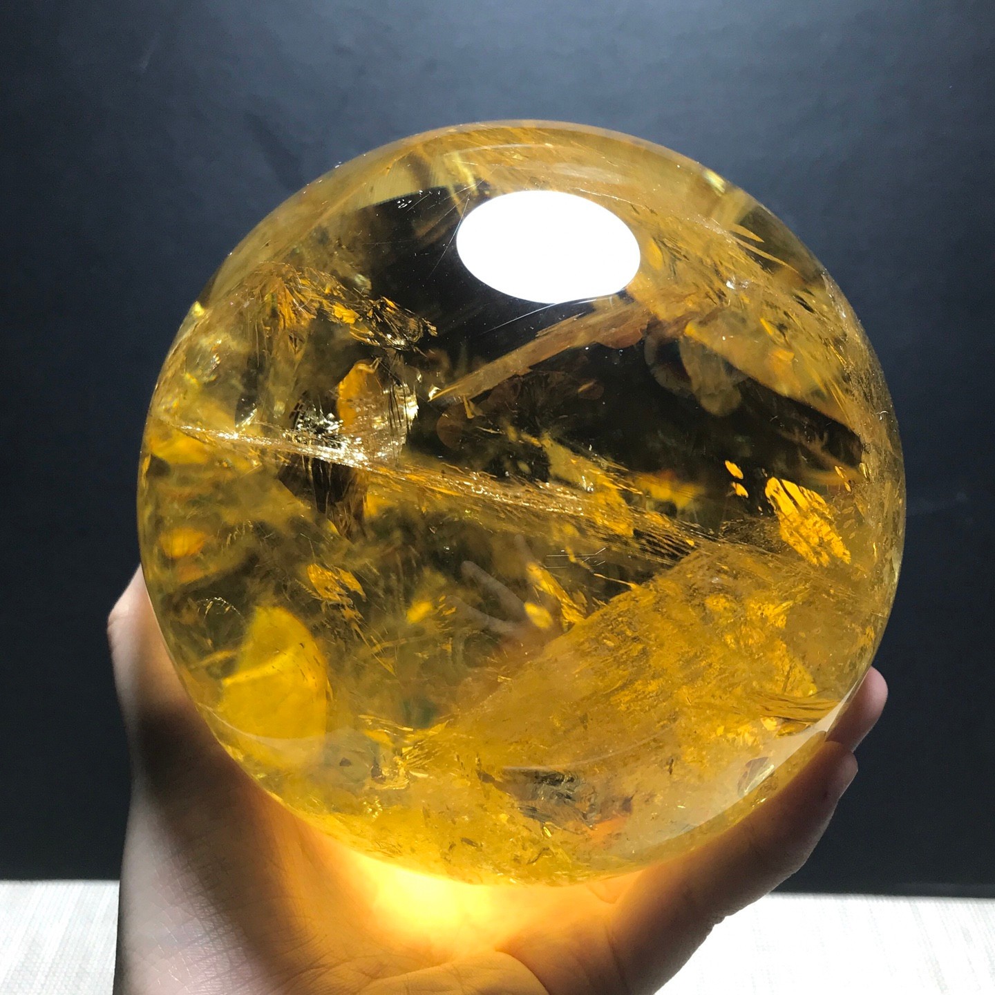 6.7LB Large Natural Citrine Sphere Quartz Crystal Energy Ball Reiki Healing