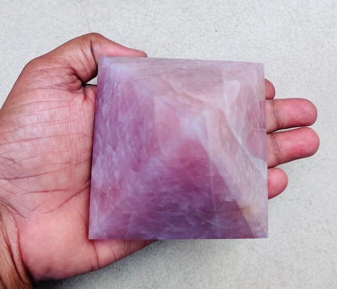 Large Rose Quartz Pyramid Handmade Crystal Pyramid For Home Office Table Decor