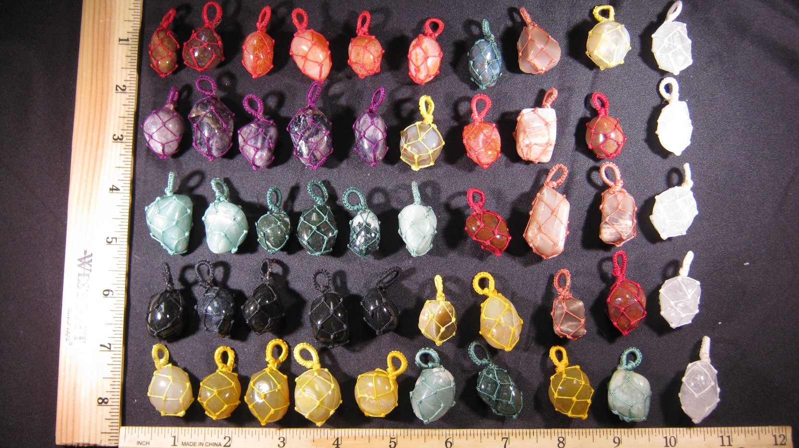 Pendant Tumbled Stone Crystal Cloth Wrapped LOT 50 Pcs Handmade Healing Reiki