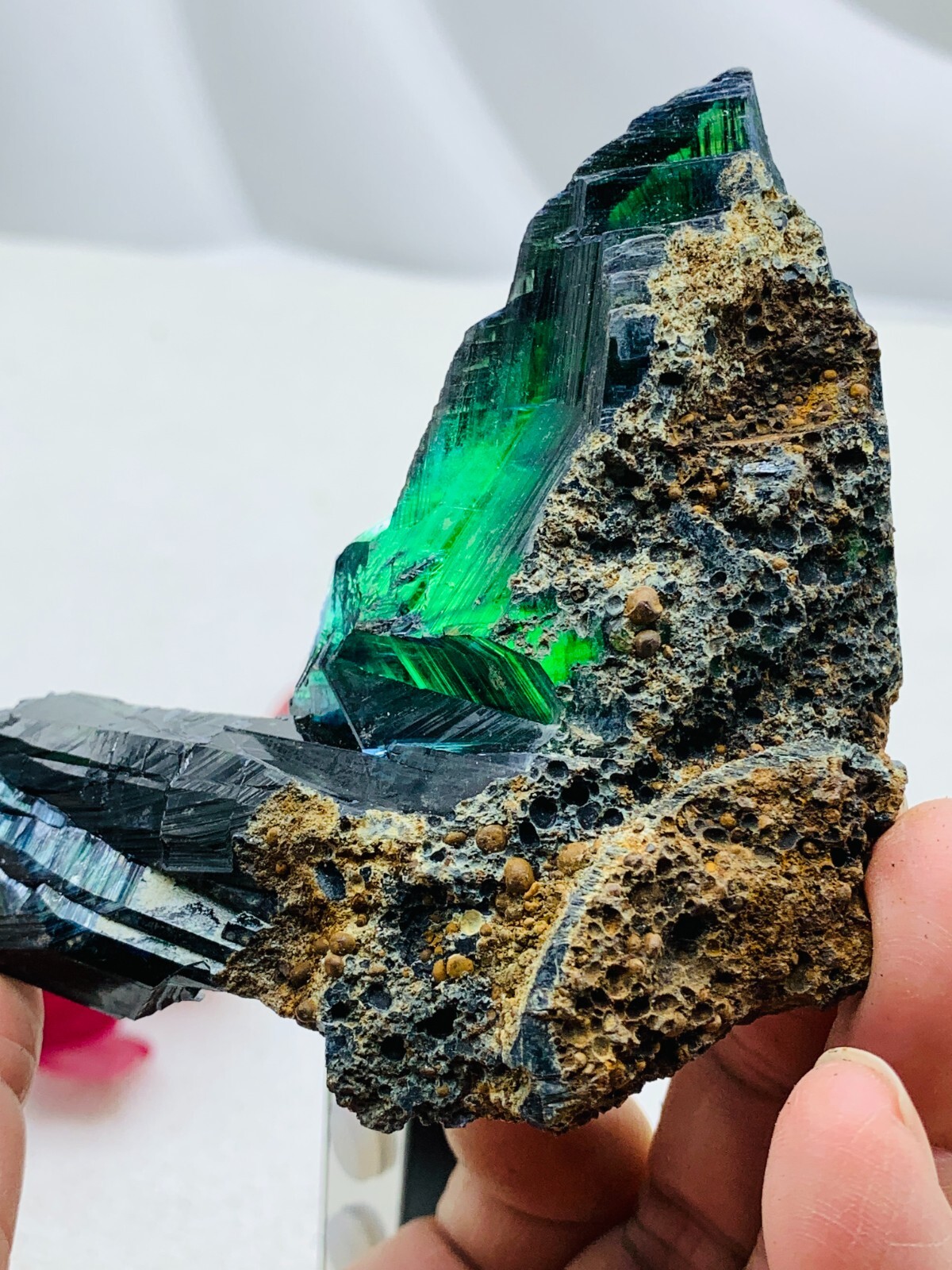 759ct85mm TOP EXCELLENT BLUE GREEN VIVIANITE CRYSTALS Specimen FROM Brazil GEM