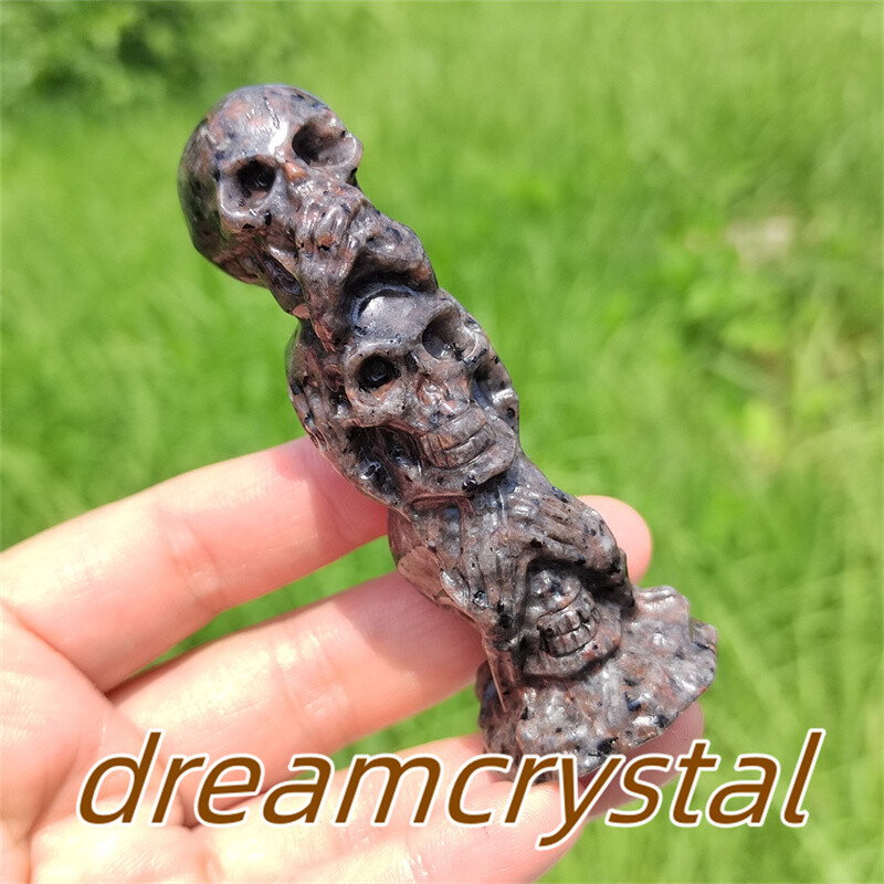 3″+ Natural Yooperlite Skull Hand Carved Quartz Crystal Skull Reiki Healing 1pc