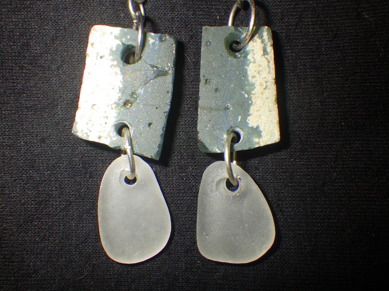 Leland Blue Stone Slag Glass And Beach Glass Earrings
