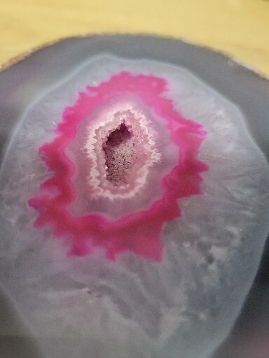 Cut Polished Dyed Pink Agate Geode