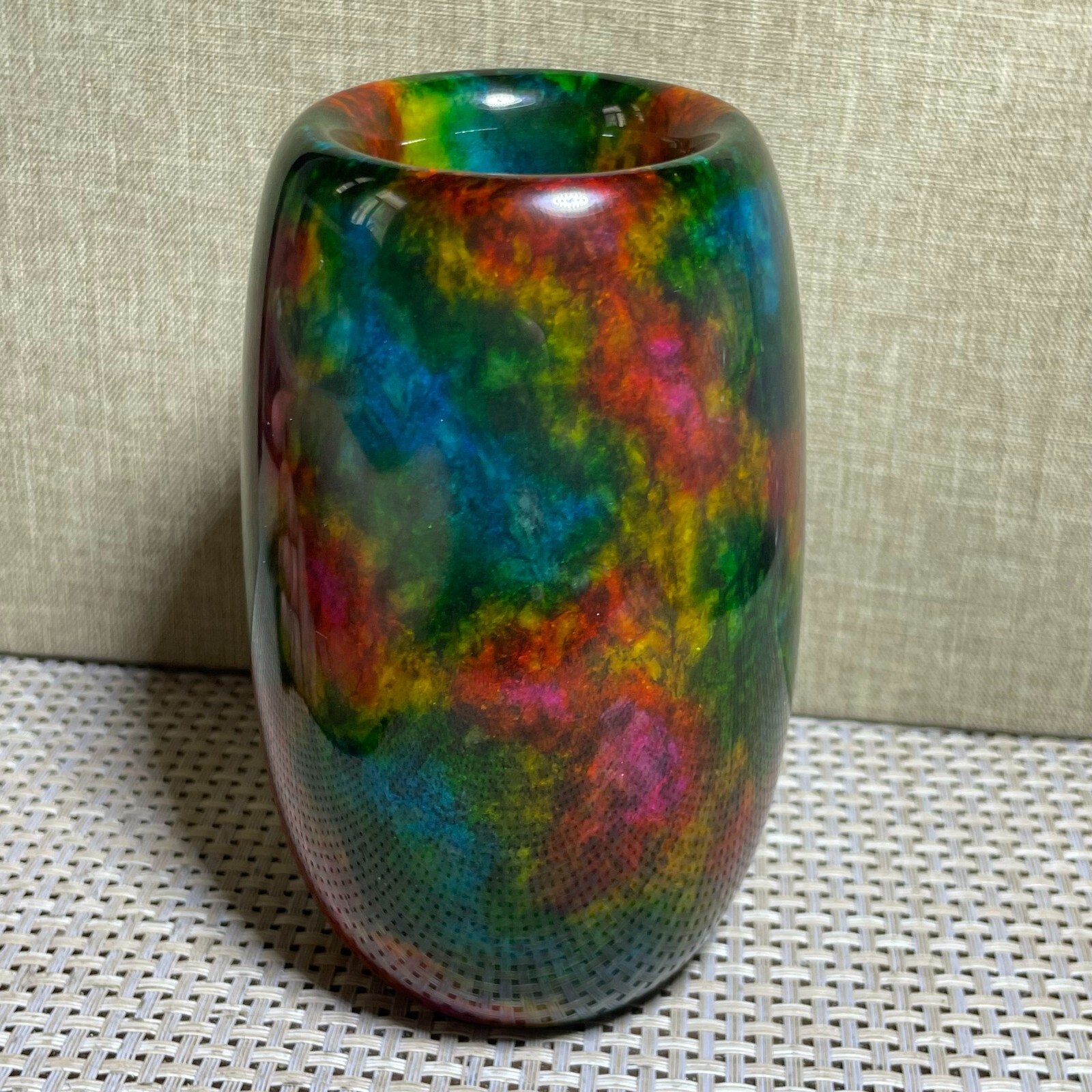 “Seven Colors Jade” vase specimen Penholder -Taiwan China 128mm A5