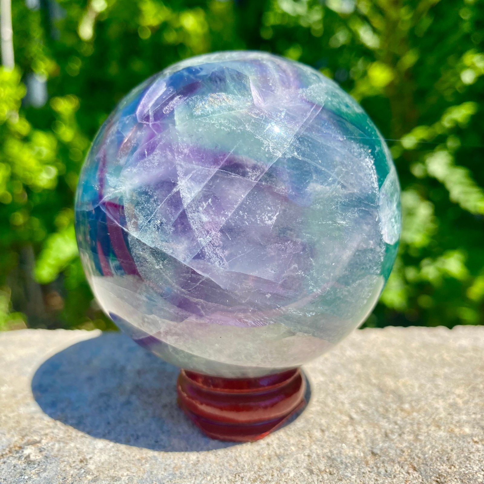 1.24LB natural Green fluorite ball quartz crystal Sphere Reiki energy healing