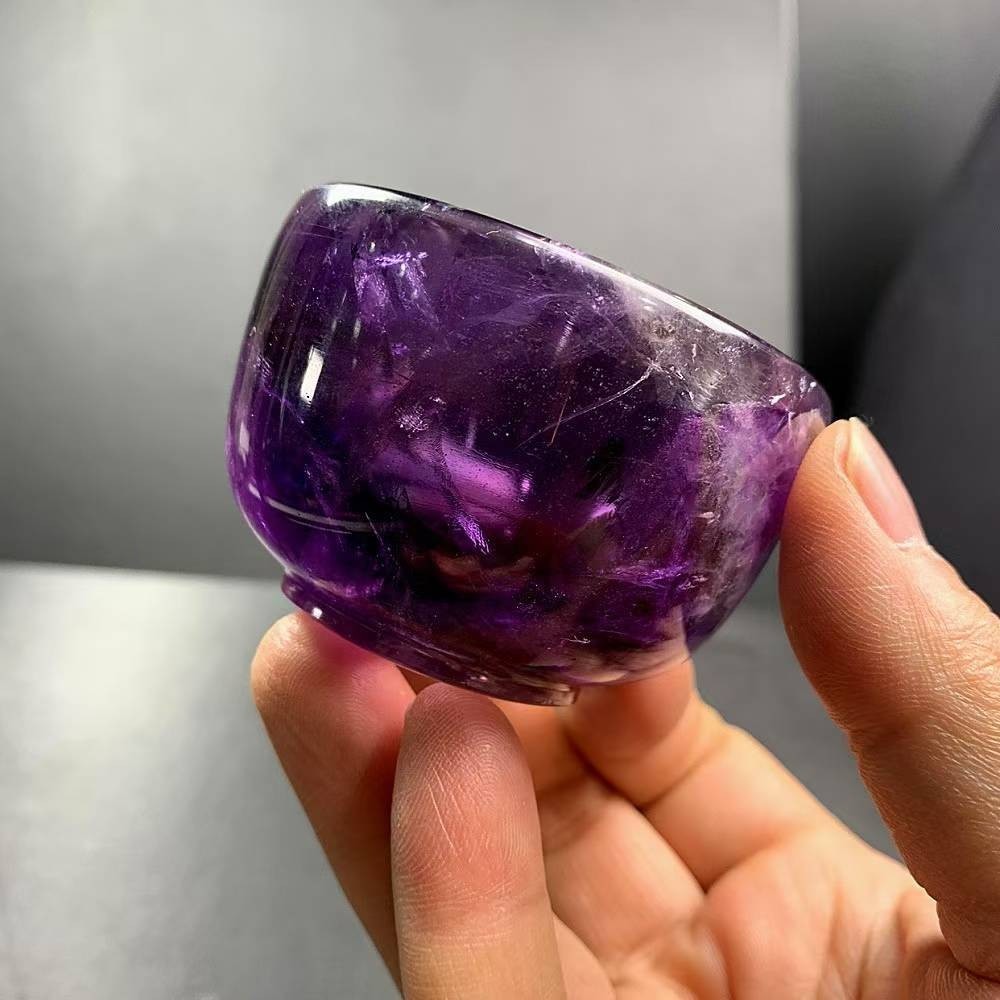 160g Natural Amethyst Quartz Carved Bowl Crystal Mineral reiki Decor