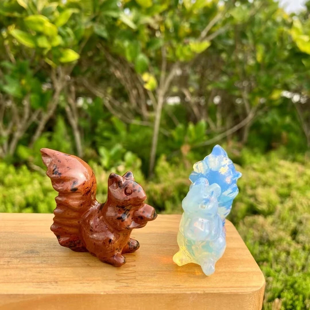 1pcs Natural mixed Quartz Carved crystal Squirrel Reiki Decor Random