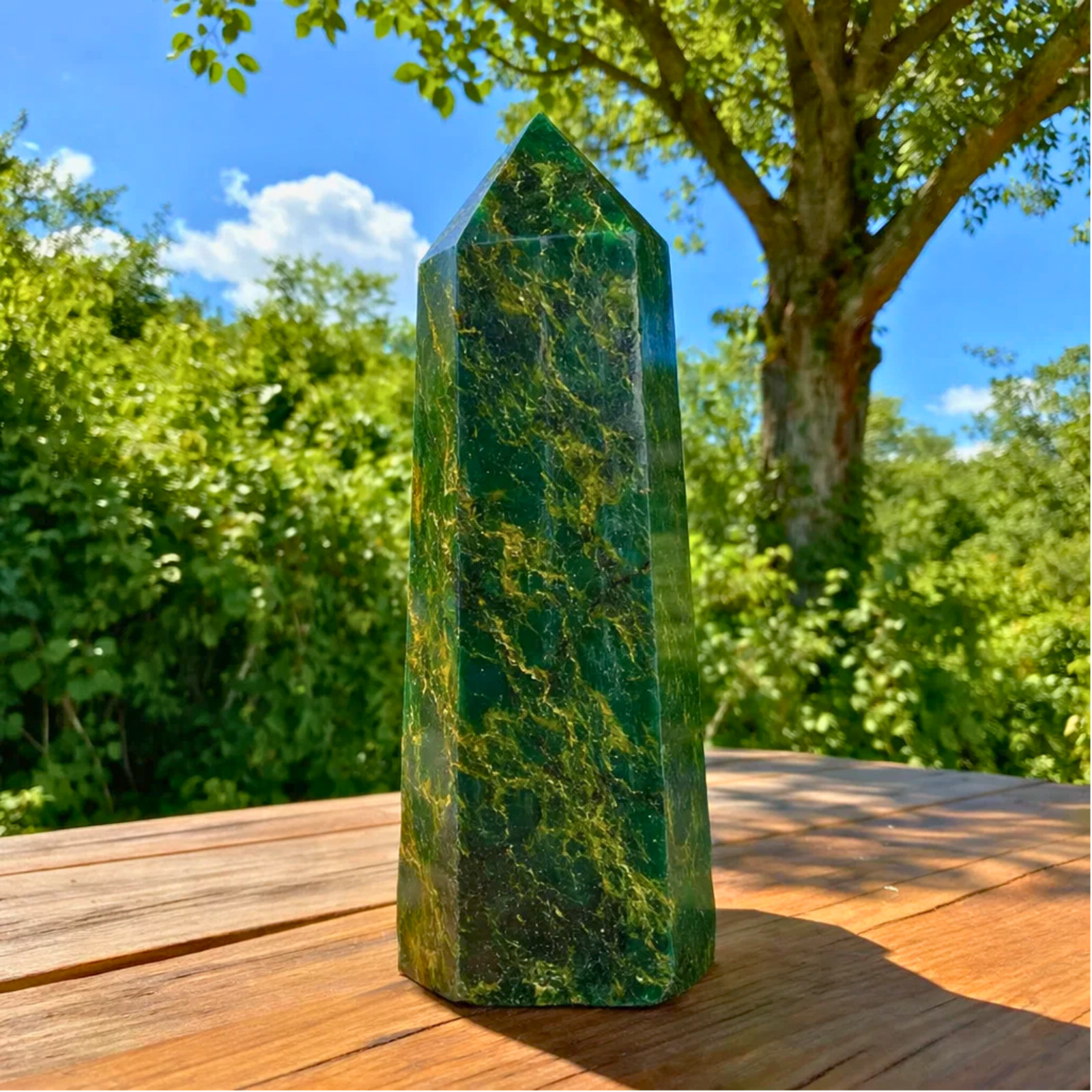 Natural Emerald Crystal Tower Obelisk Meditation Reiki Healing Home Decor Gift