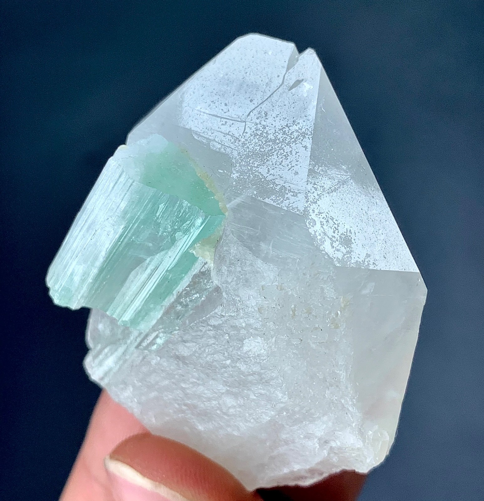 199 CTs Green Tourmaline Crystal With Quartz Attached specimen from Afghanistan