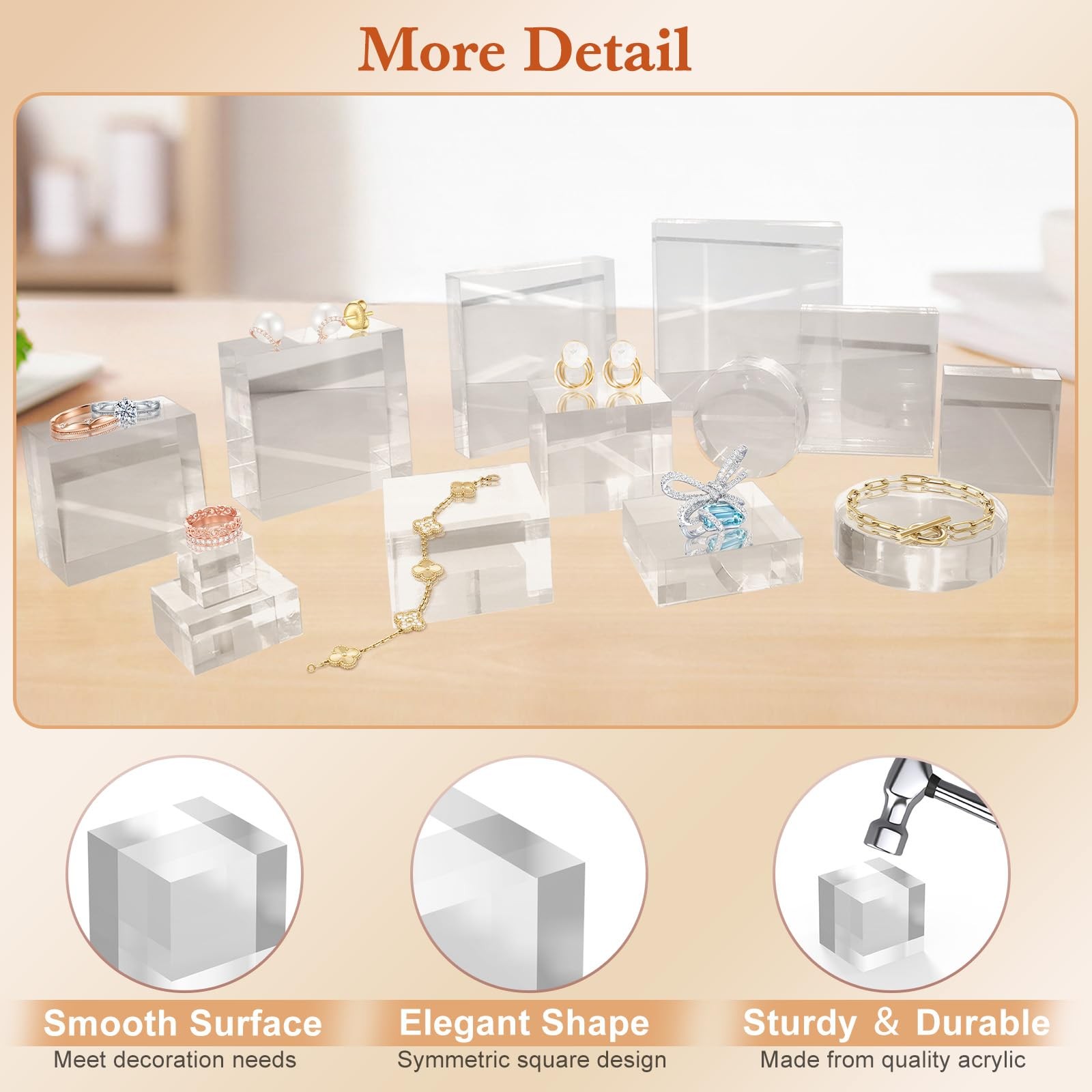 8 Pcs 2 X 2 X 1 Inch Acrylic Blocks, Clear Square Acrylic Cube