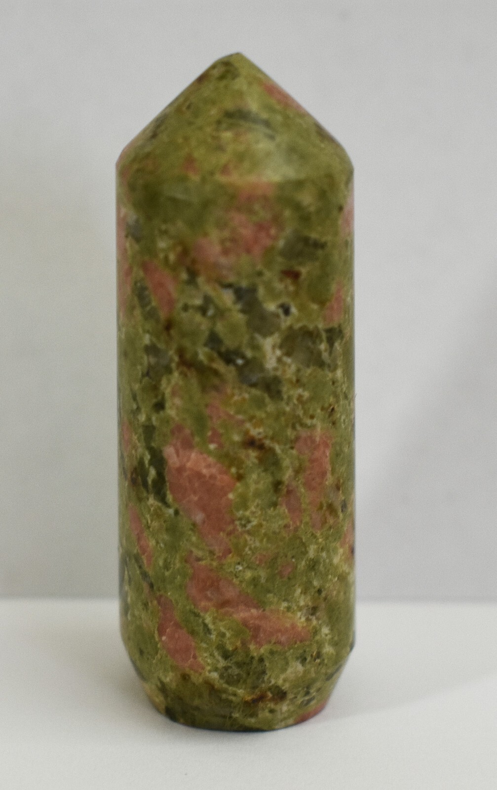 Unakite Tower Natural Green Pink North Carolina USA Olivine Crystals Hand Craved