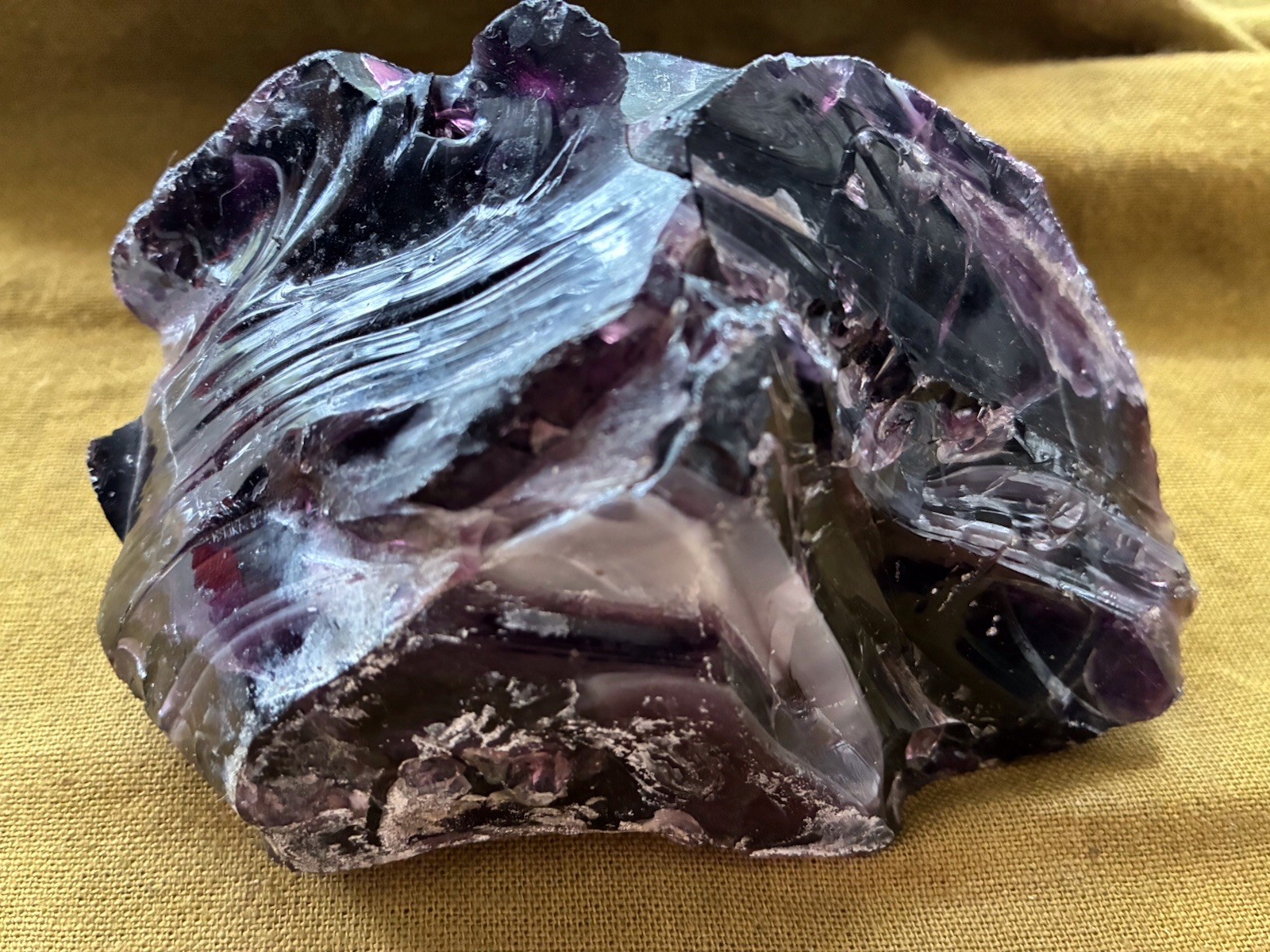 DEEP PURPLE/MULTICOLOR FLUORITE GLASS SLAG? PIECE~Great Looking; Hefty Sample