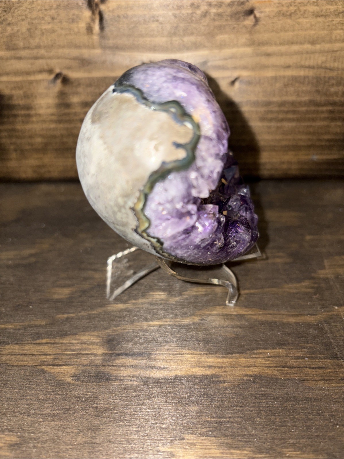 Geode Amethyst heart with Stand 3.75”