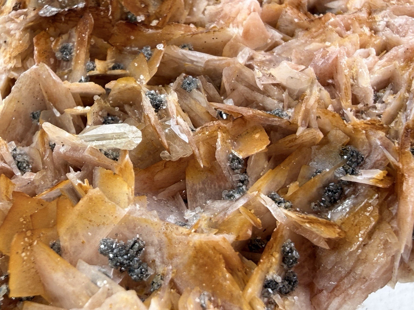 Orange Barite with Galena and Cerussite in Matrix from Morocco 104 g.