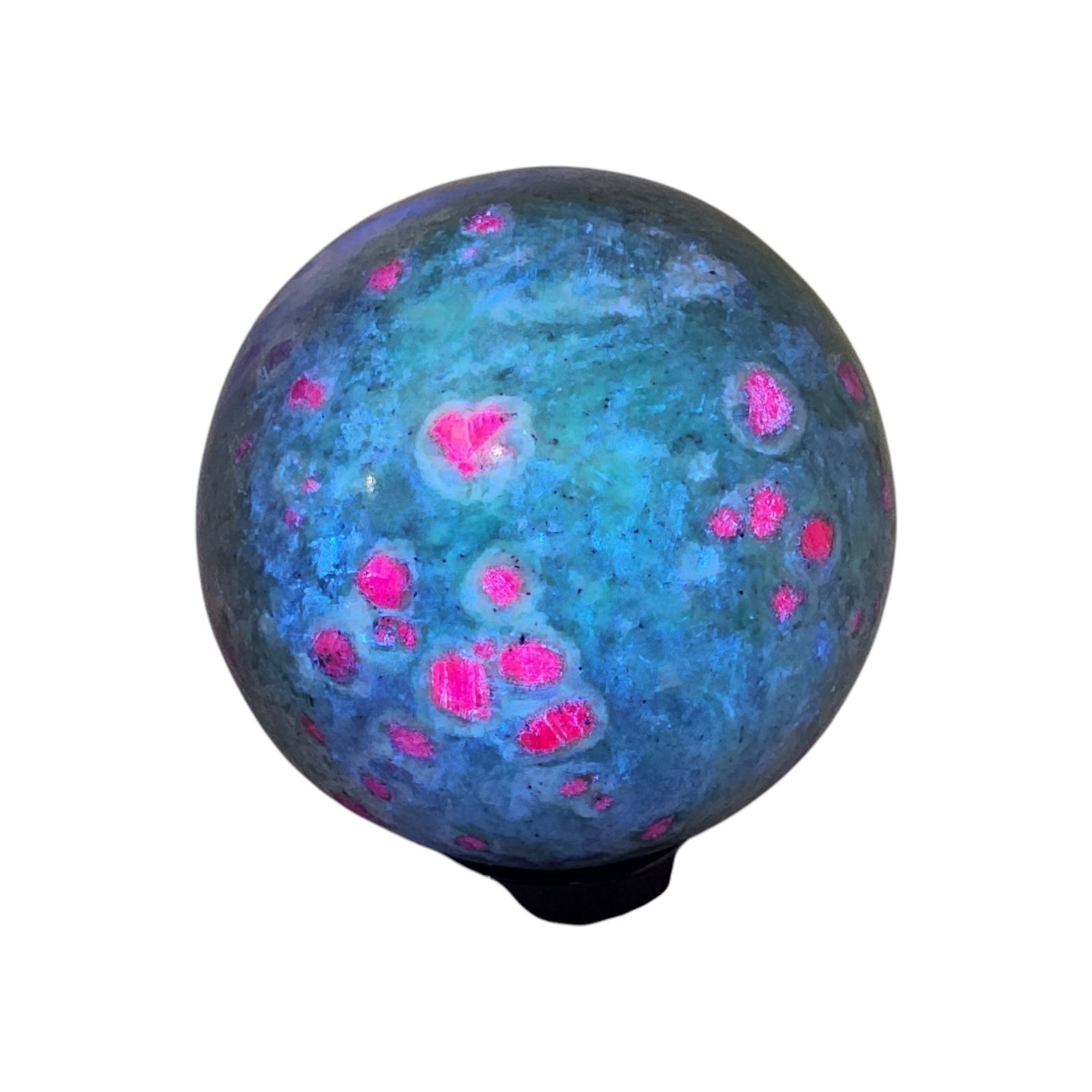 Ruby in Fuchsite, 2 3/8″, India, sphere, display specimen, #R-6752