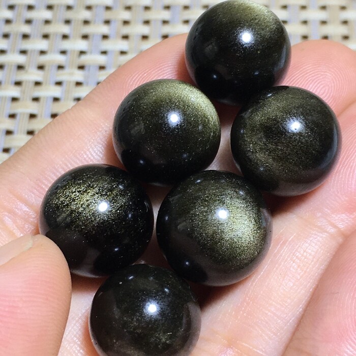 6pcs NATURAL CATS EYE OBSIDIAN QUARTZ CRYSTAL SPHERE BALL RARE 20mm