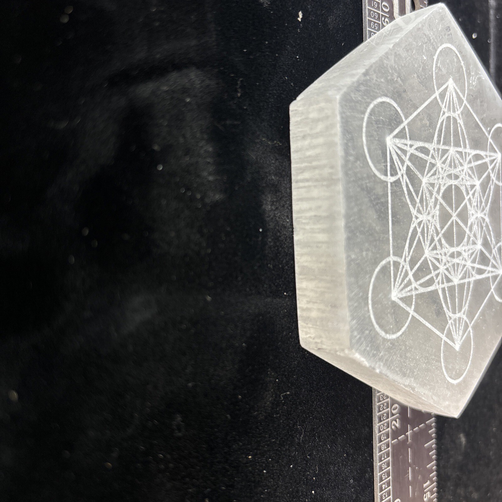 4” Hexagonal Selenite Charging Plate/grid With Metatrons Cube
