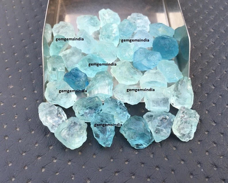 10 Piece Excellent Blue Aquamarine Raw Size 12-14 MM Aquamarine Rough Stone Bulk
