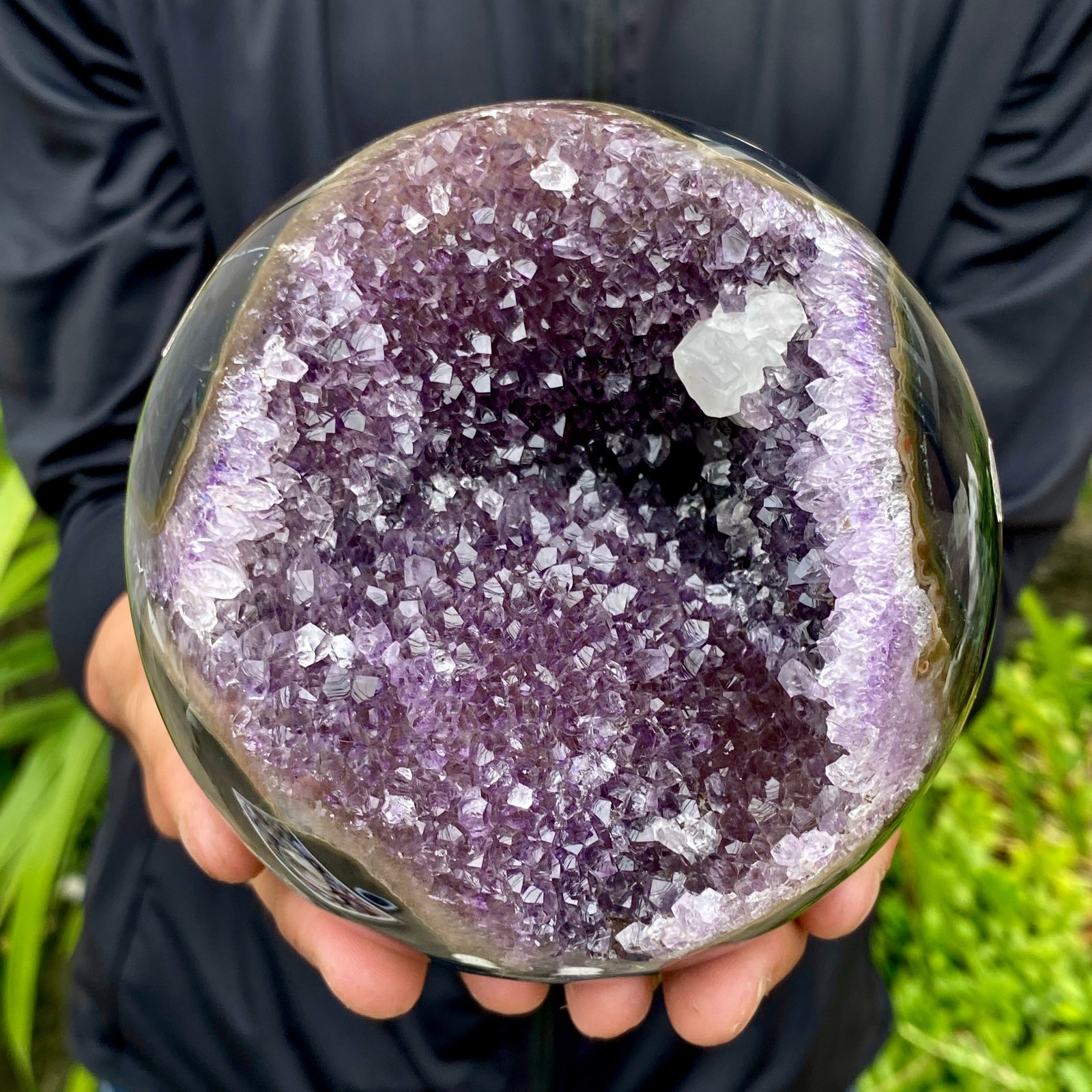 3.96LB Natural Amethyst Agate Ball Quartz Crystal Sphere reiki healing gem