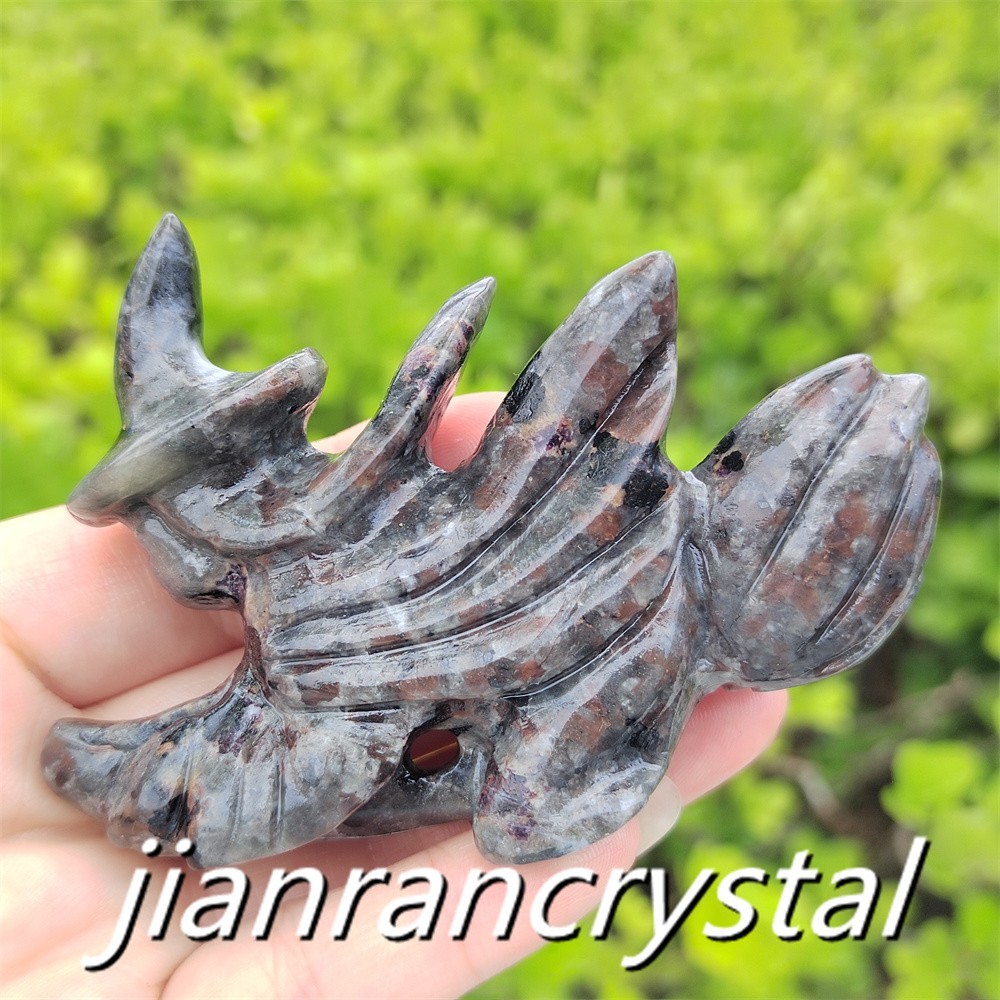 3.3″ Natural Yooperlite Witch Carved Quartz Crystal Halloween Broom Gift 1pc