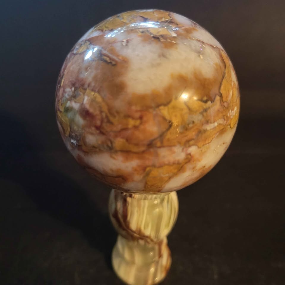 Jasper Sphere With Banded Onyx Stand