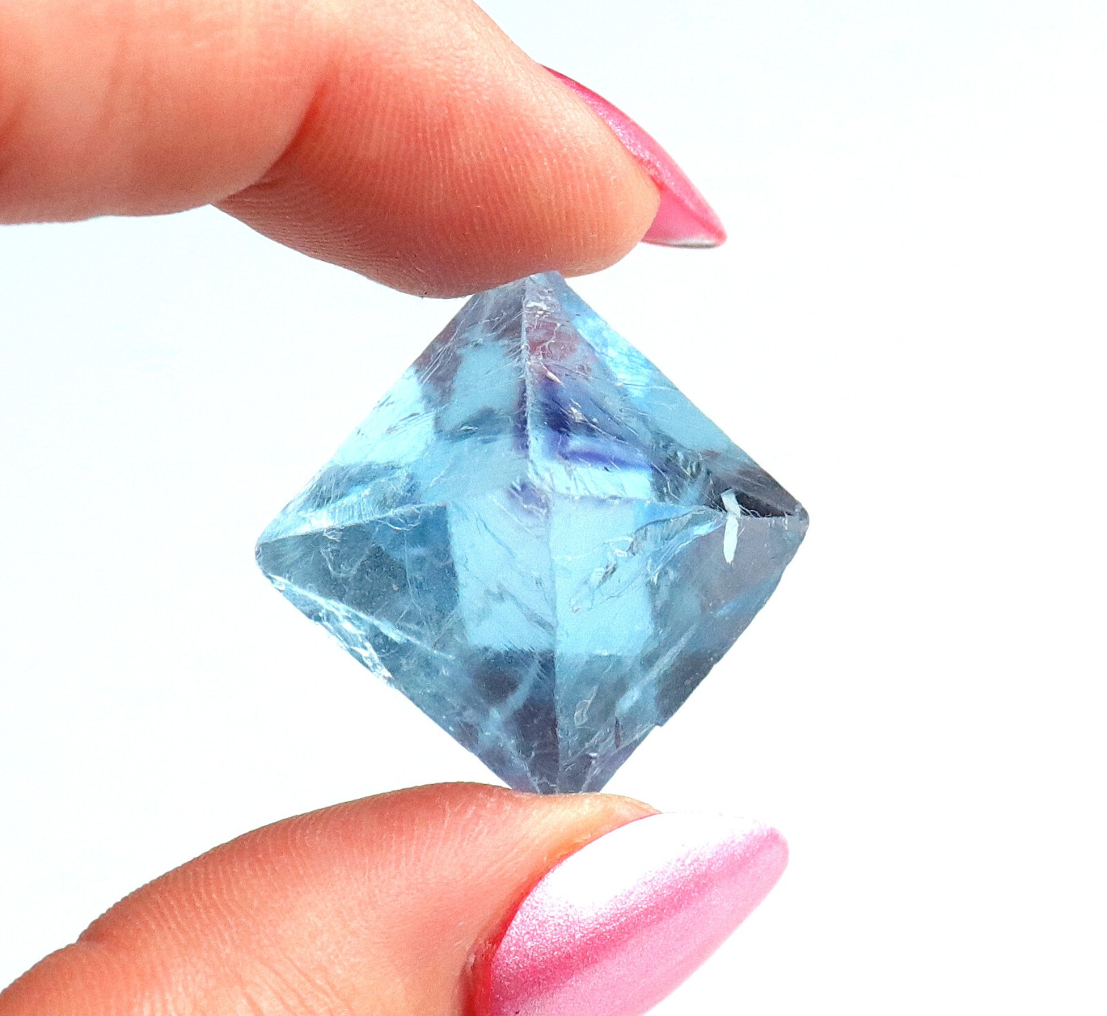 Fluorite Octahedron Gemmy Sky Blue Color Cave In Rock, Illinois 2.9 Cms