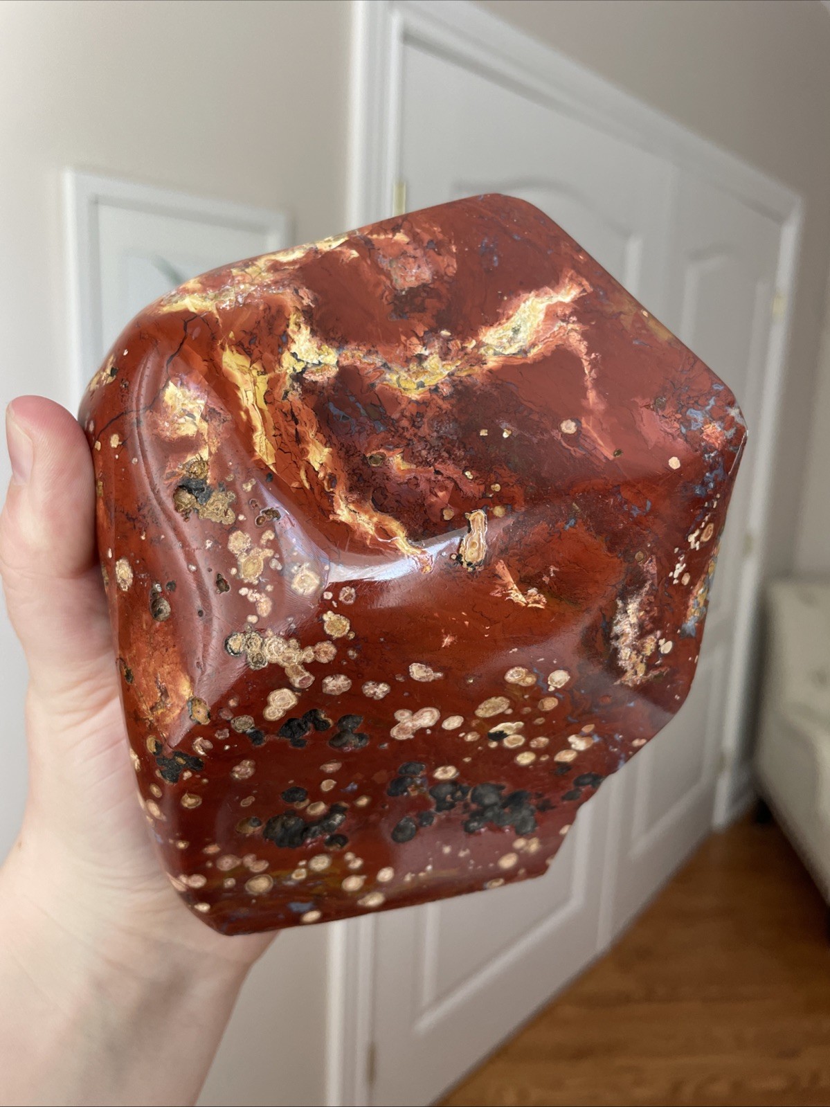 Red Orbicular Jasper – Carved And Polished – Display Piece Or Cabochon Material