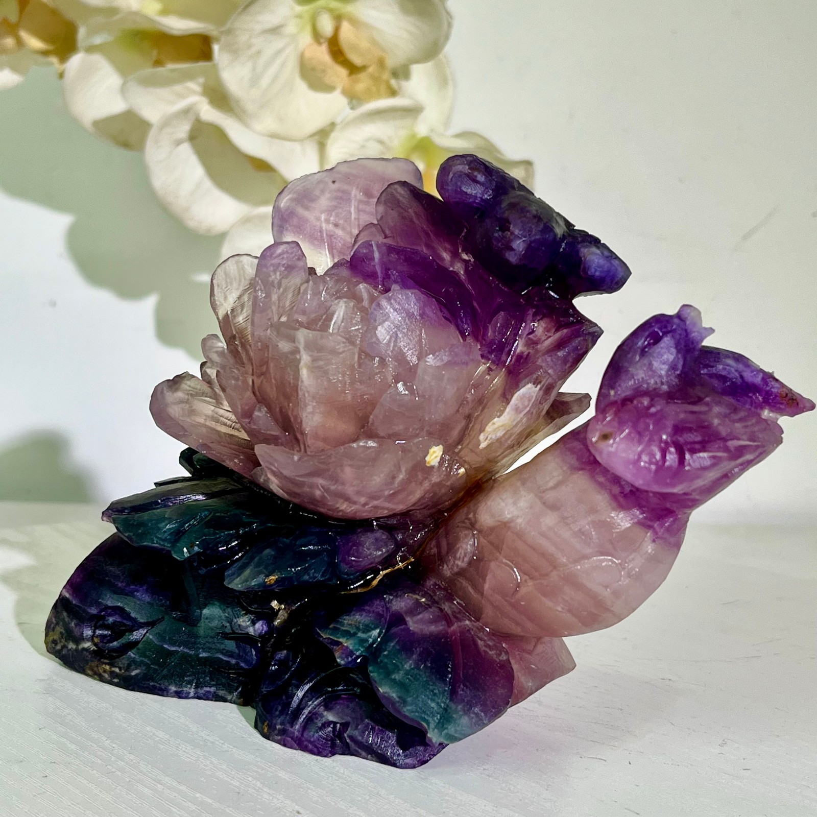 4.18LB Natural fluorite quartz products, hand carved and polished spiritual orn