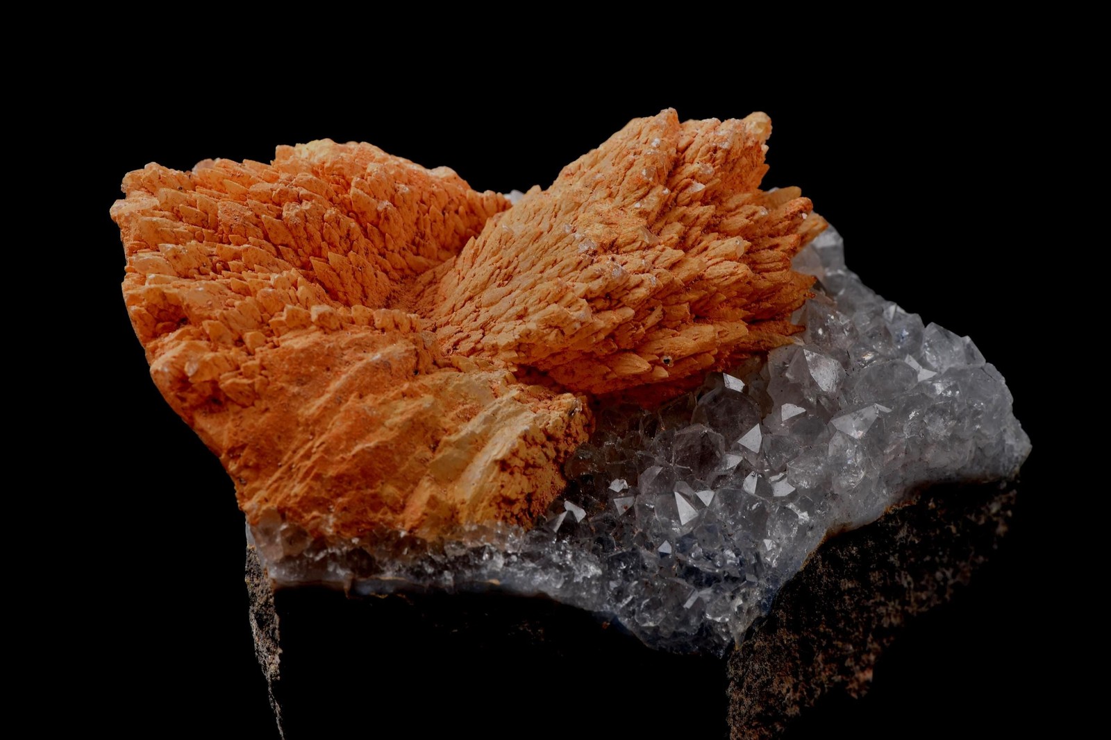 Peach stilbite flower on quartz helps with psychic knowing and intuition #8182
