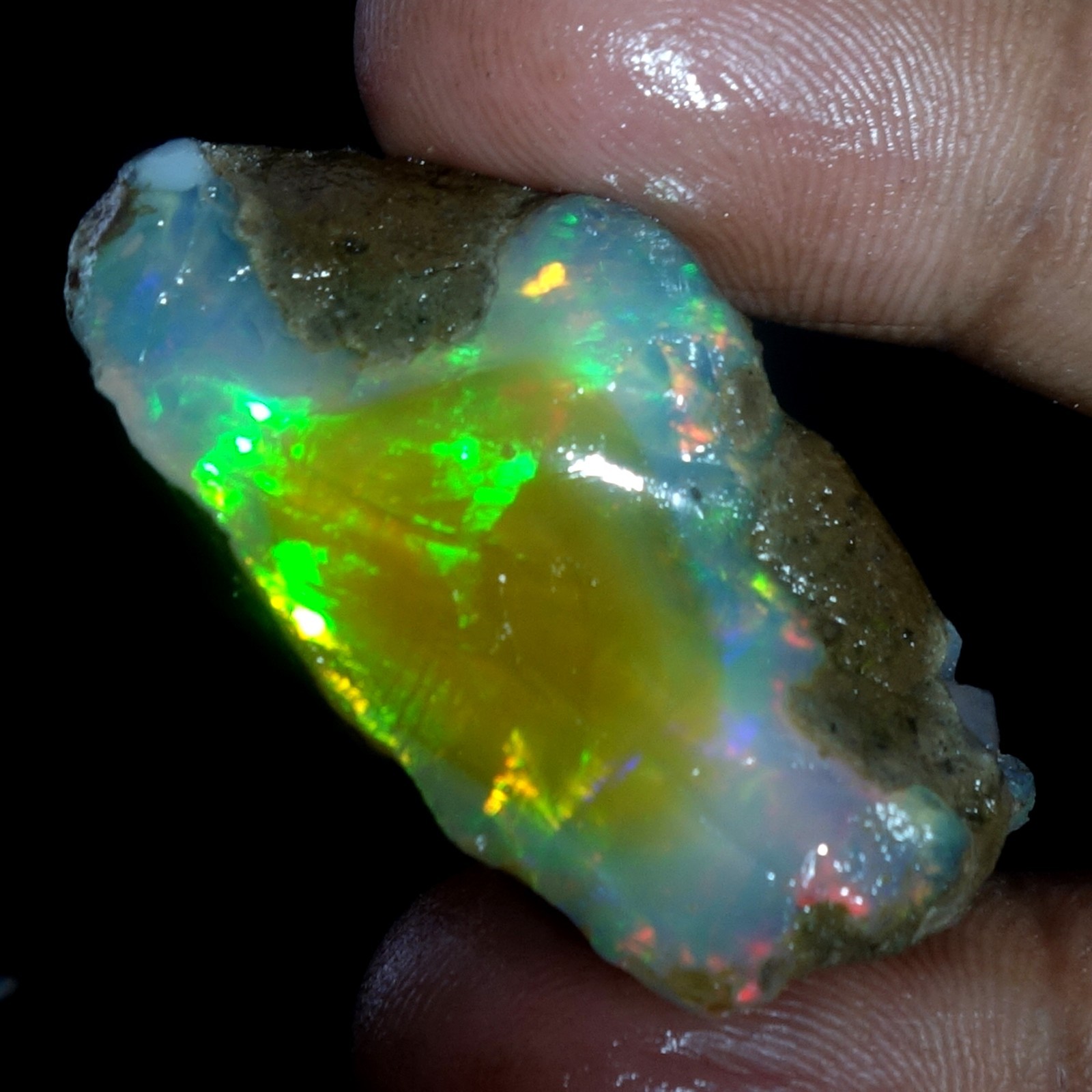 AA+ Ethiopian Oli Opal Rough Entreated Welo Opal Multi Fire Color Flash 52.40Cts