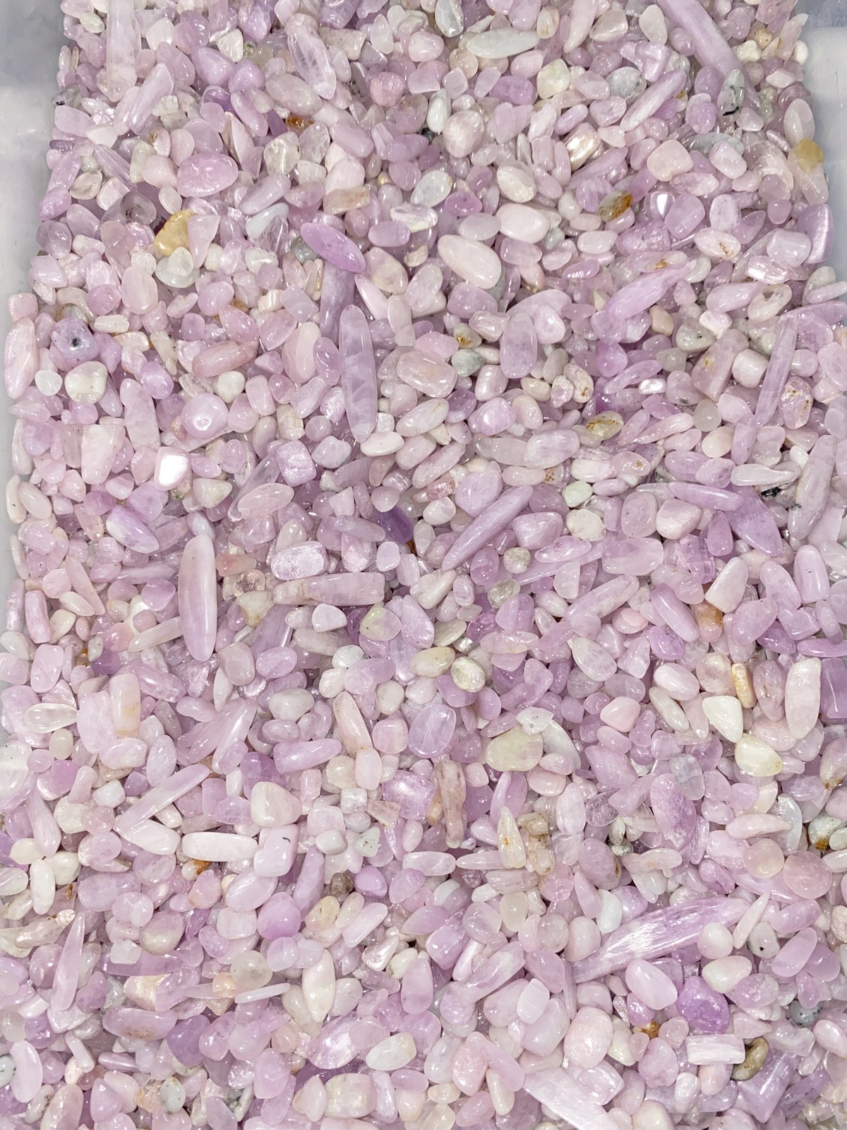 Bulk 1lbs Bag of Kunzite Polished Crystal Chips 5mm to 7mm, Gemstone Chips