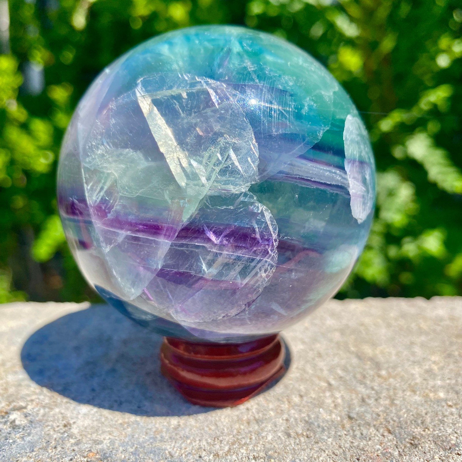 1.24LB natural Green fluorite ball quartz crystal Sphere Reiki energy healing