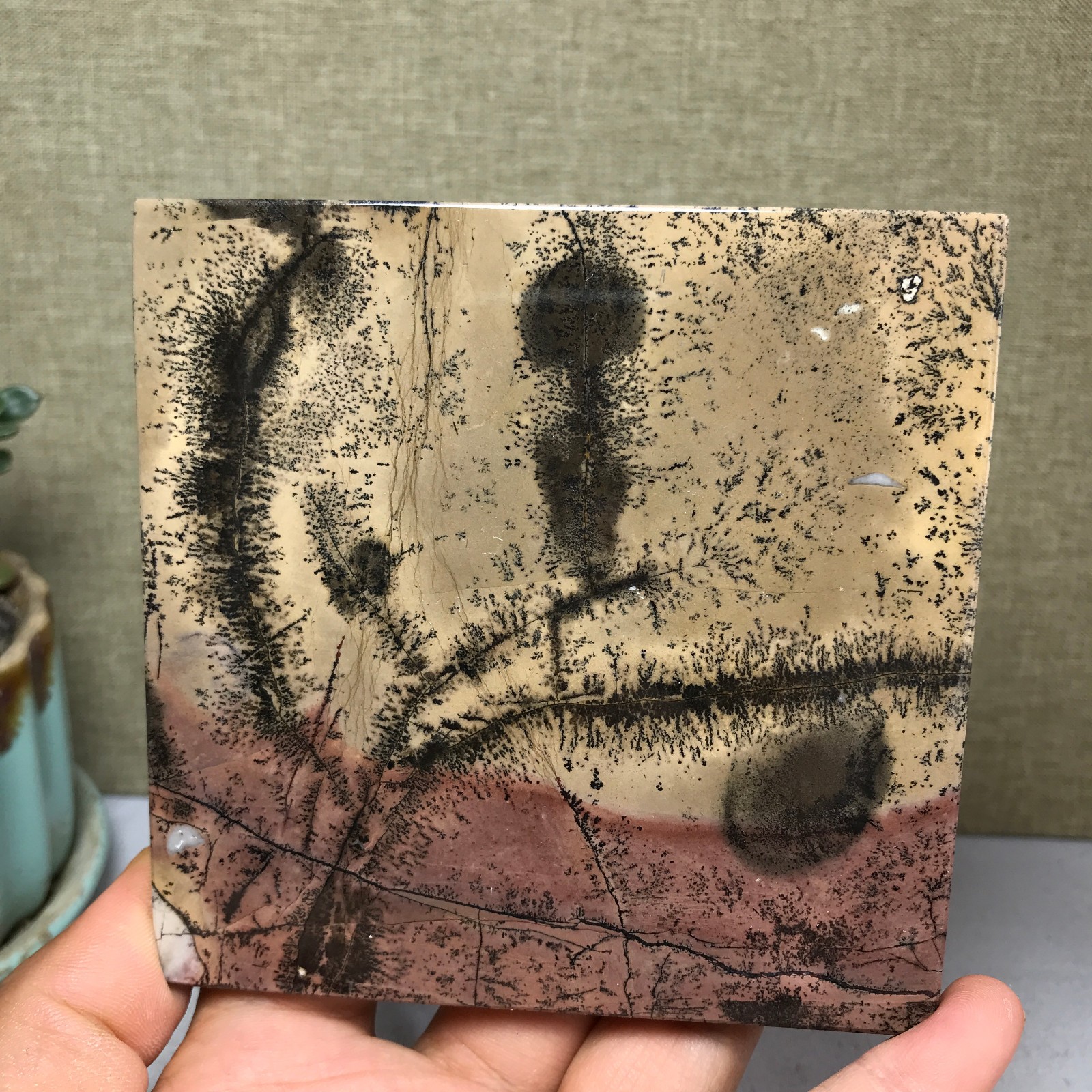 Natural Chinese painting stone crystal ornaments for home decoration 259g A5362