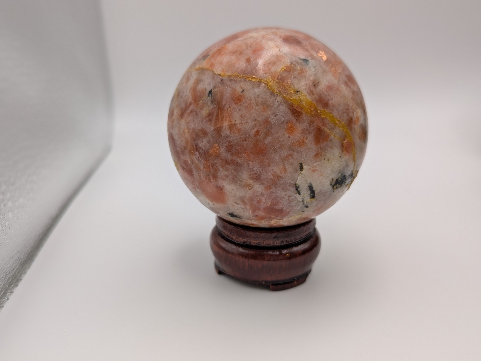 66 mm Sunstone Gemstone Large Crystal Sphere & Stand (India) US Seller
