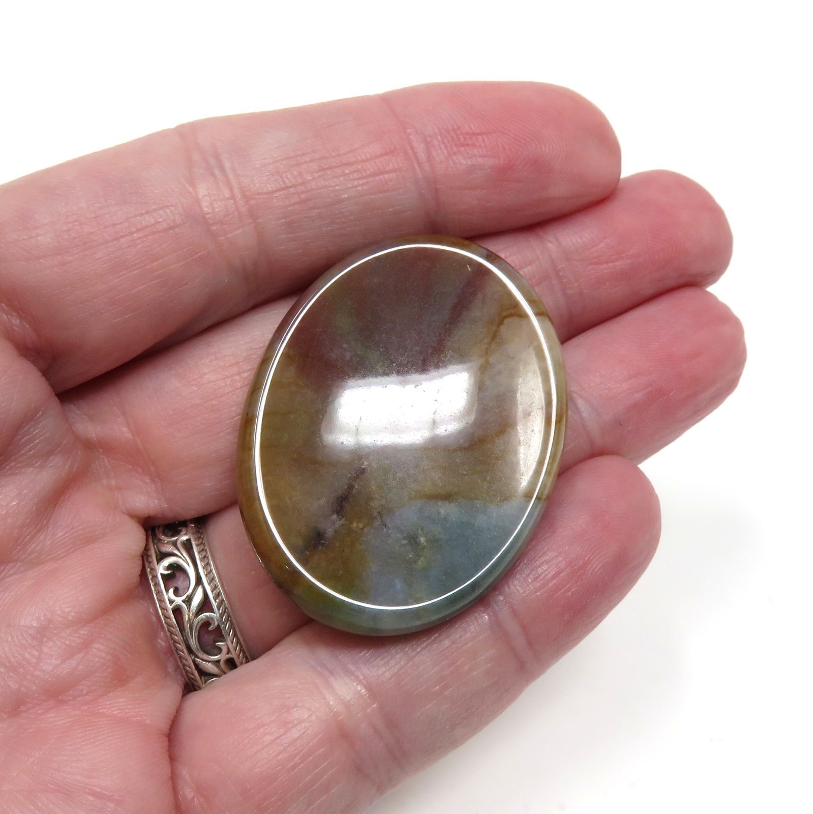 Indian Agate Worry Stone #1346 – 40mm x 30mm or 1.5″ x 1″ – 6mm Thick – Pocket