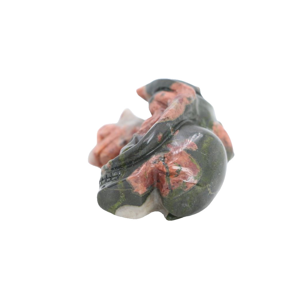 1.8″ PLUM FLOWER STONE Carved Dragon Crystal Skull Realistic Crystal Healing
