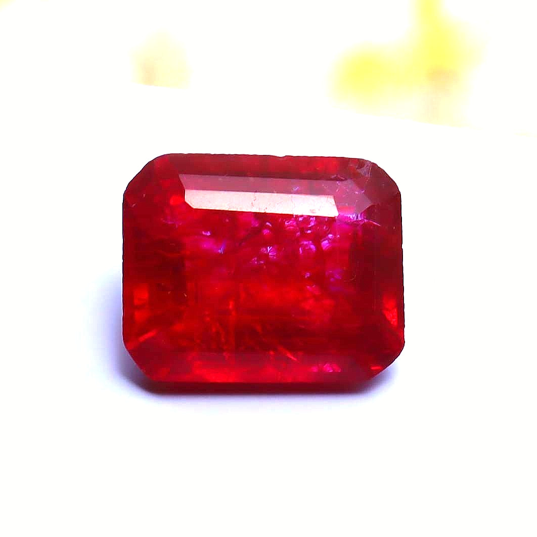 Natural Red Beryl Bixbite From Utah Certified Emerald Cut Loose Gemstone 12 Ct