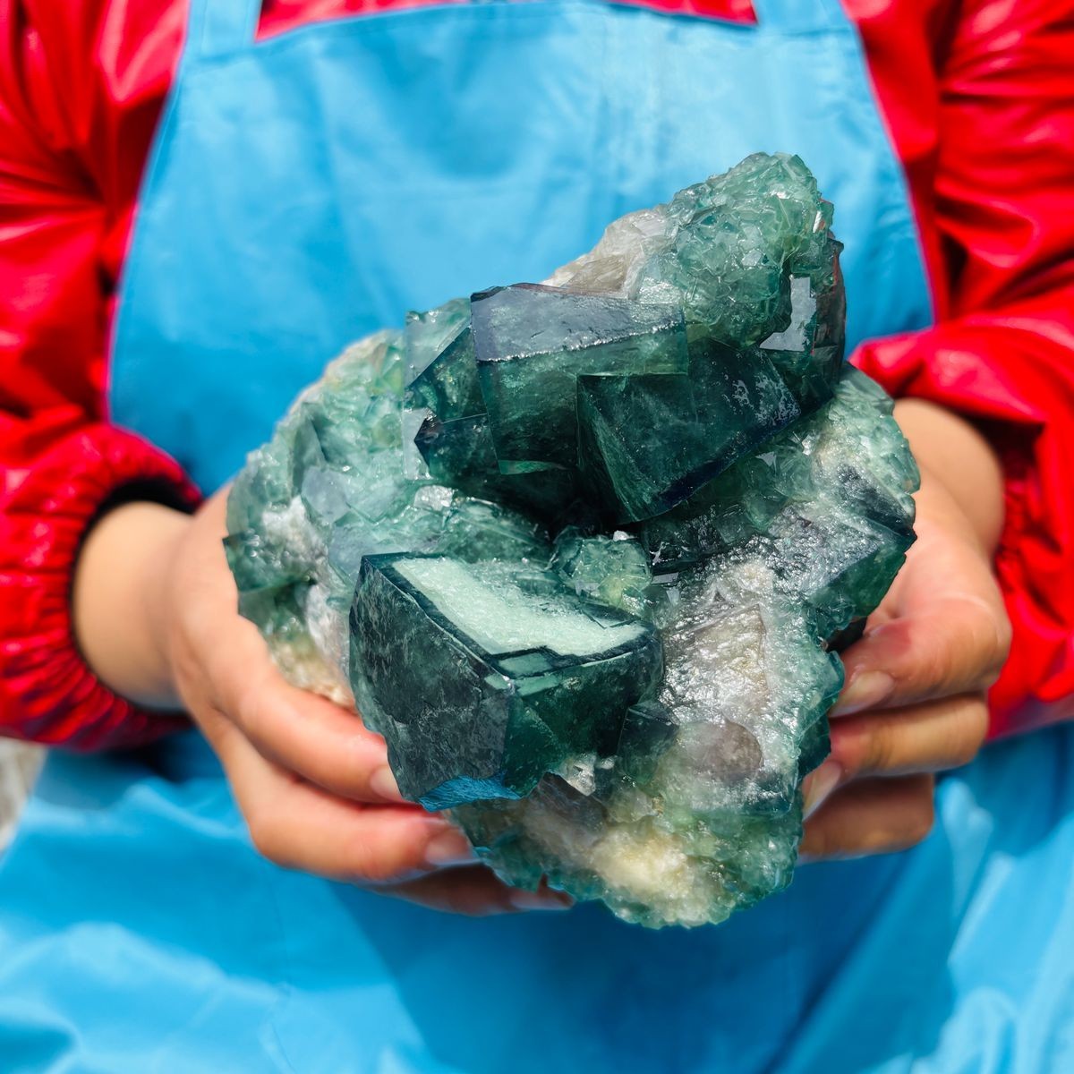 3.93LB Natural Green Fluorite Crystal Cluster Cubic Fluorite Specimen healing