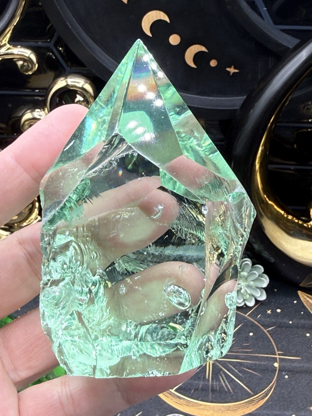 Awesome Slag Glass Top points From Mexico Stunning colors Free ship