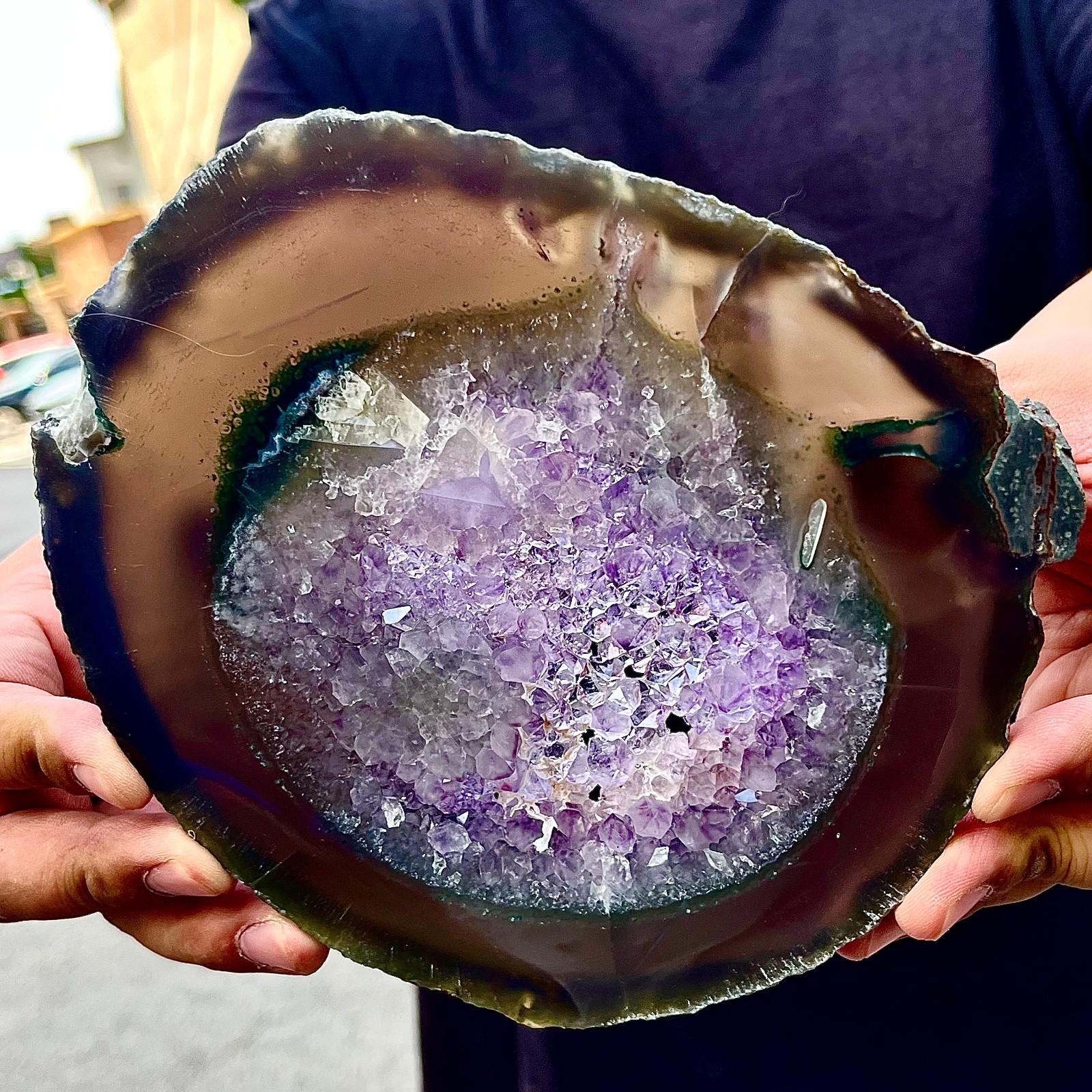 1.08LB Natural Amethyst Agate Crystal Hand cut Piece Specimen Healing